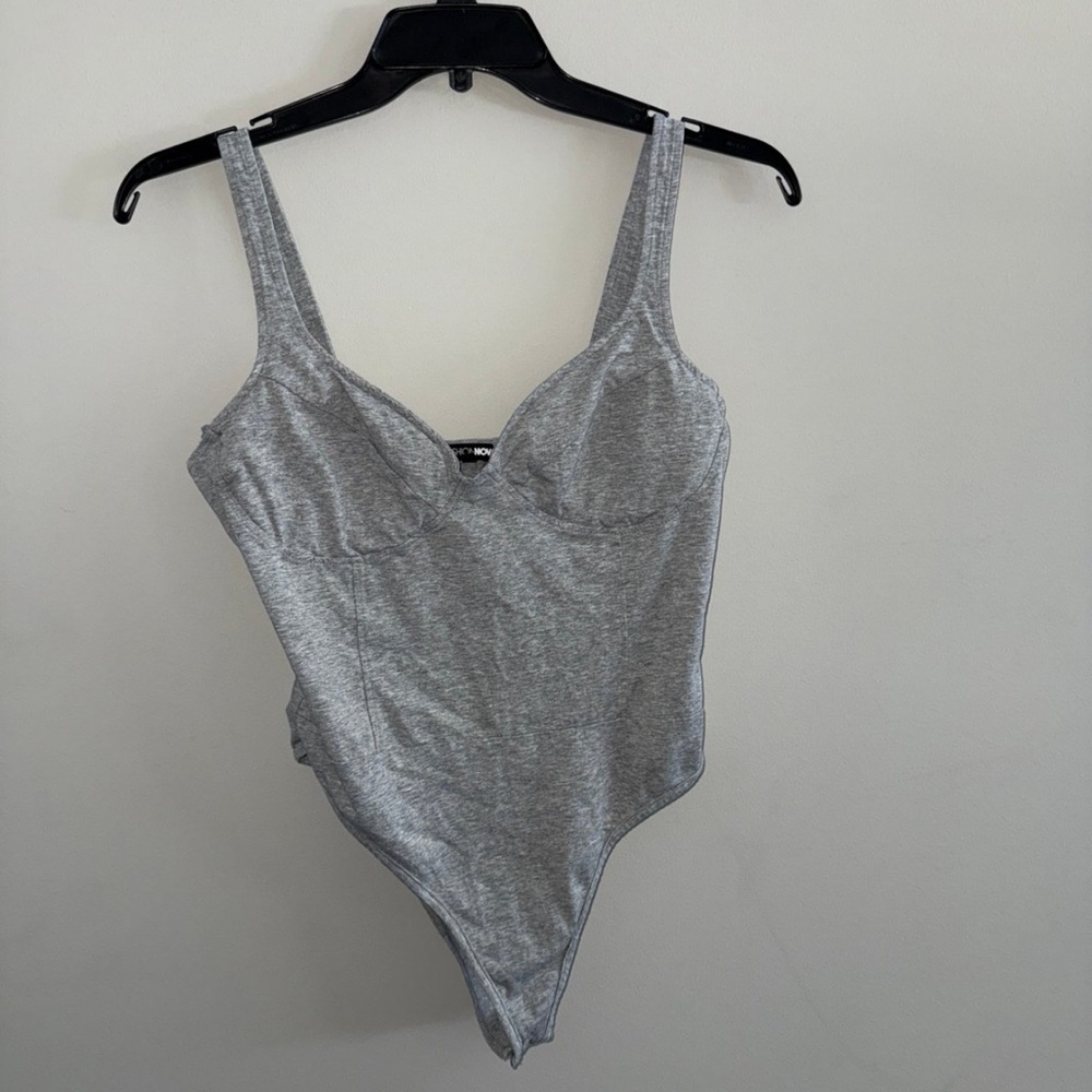 Fashion Nova Gray Corset Design Bodysuit